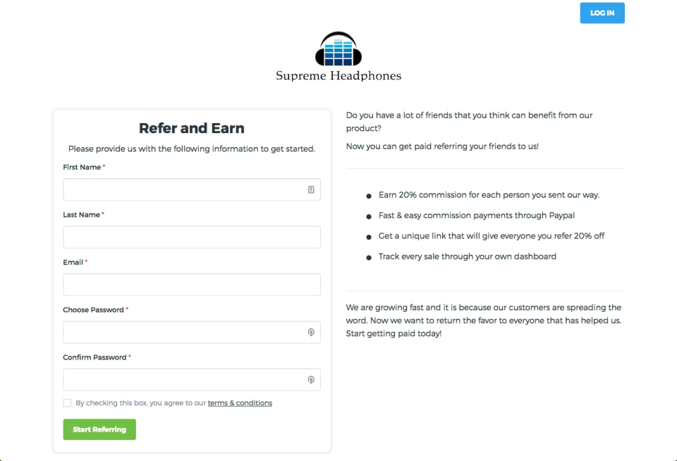 screenshot of Omnistar Affiliate